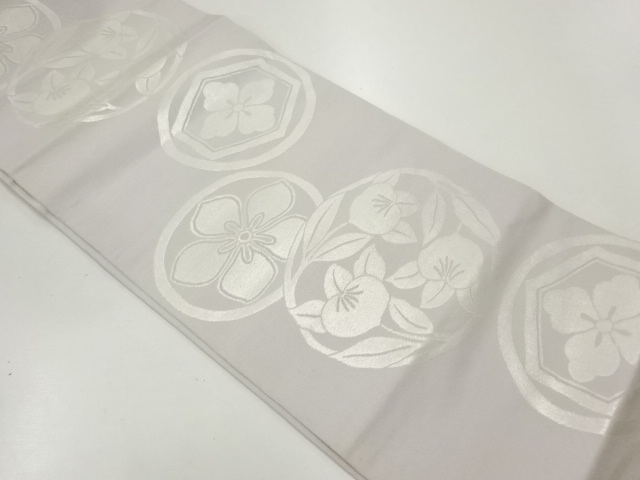 アンティーク　花丸文様織出し全通袋帯（材料）